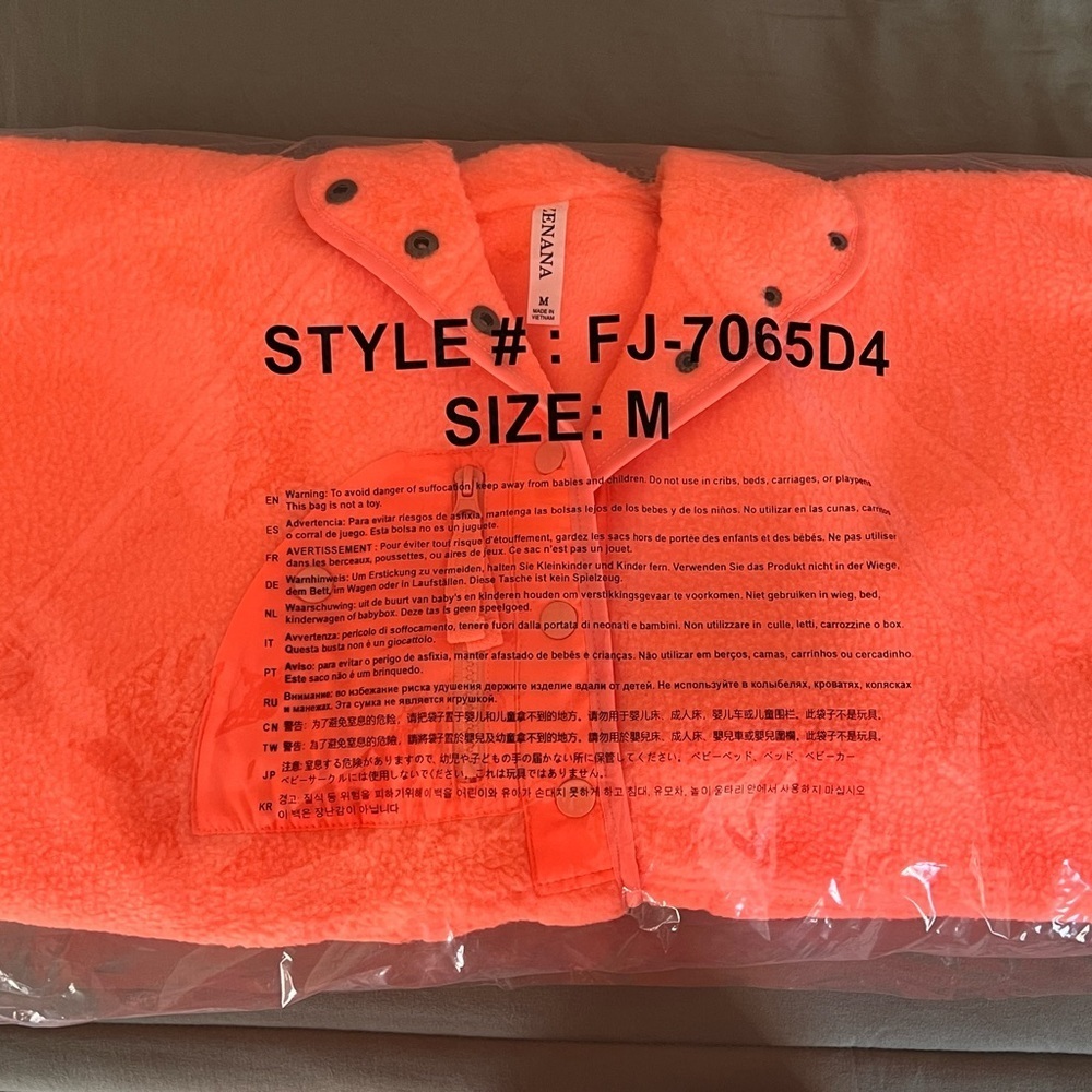 Button down fleece - Zenana neon orange - Picture 2 of 8